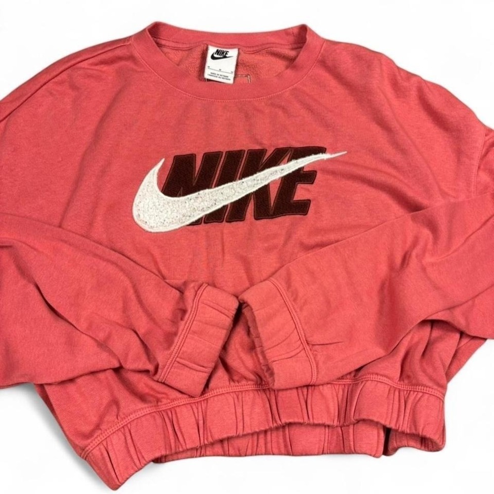 Nike‎ cropped sweater womens M Pink Salmon Y2K sport gym